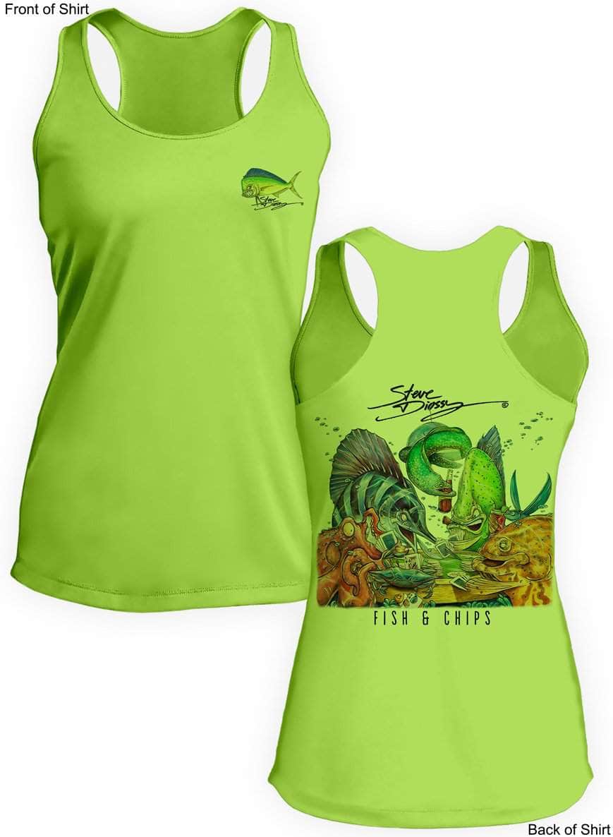 Fish N' Chips- Ladies Racerback Tank-100% Polyester